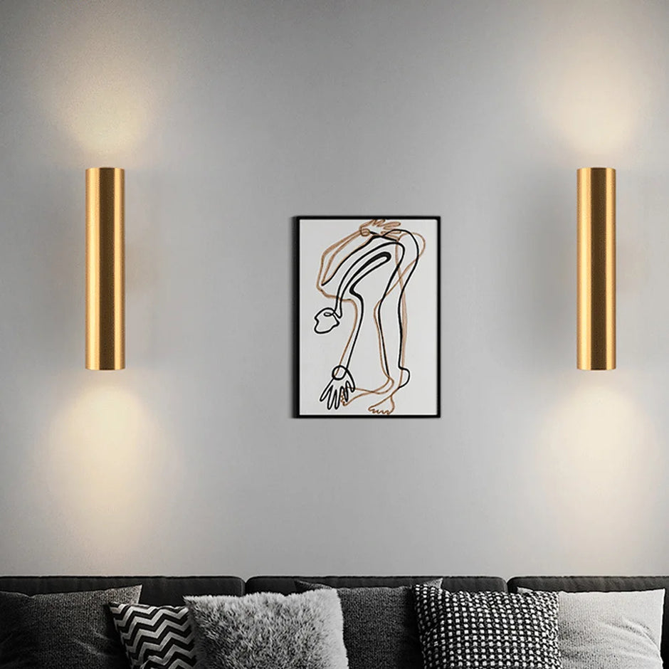 Minimalist Double Headed Cylindrical Wall Lamp Modern Indoor Lamps Background Wall Hallway Bedroom Light Up and Down Luminous