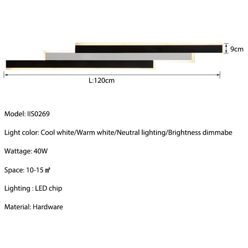 Outdoor Garden Wall Light Waterproof Long Strip Shape Lamp LED85v-265v Black&White Color Porch Lighting Fixture for Villa Garage