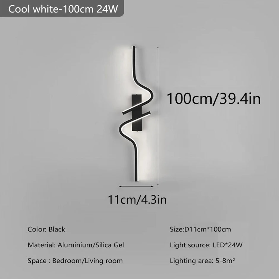 Modern Black Wall Sconce, 27W 6500K Led Iron Wall Light with Artistic Design, Perfect for Corridor, Staircase, Balcony