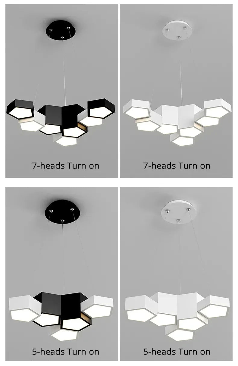 Nordic Designer Combination Honeycomb LED Indoor Ceiling Lamp,Remote Dimming Lustres Living Room Pendant Light Bedroom Decor