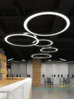 Modern minimalist geometric pendant lights, for dining room, gymnasium, LED hollow pendant lights, supermarket circular lights