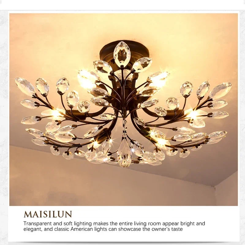 VIOLET Modern Crystal Ceiling Light American Country LED Creativity Living Room Dining Room Bedroom Coffee shop clothing store