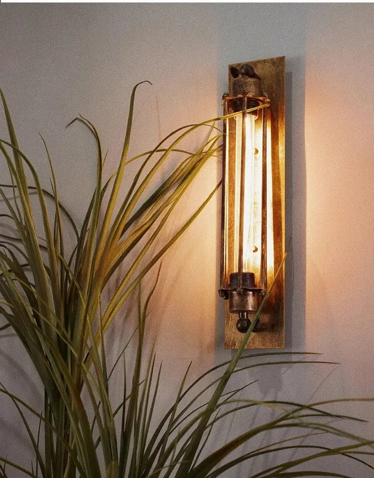 American Flute Wall Lamp Unique LOFT Restaurant Bar Grill Hallway Iron Wall Light Rustic Industrial Decor Edison Bulb Fixture