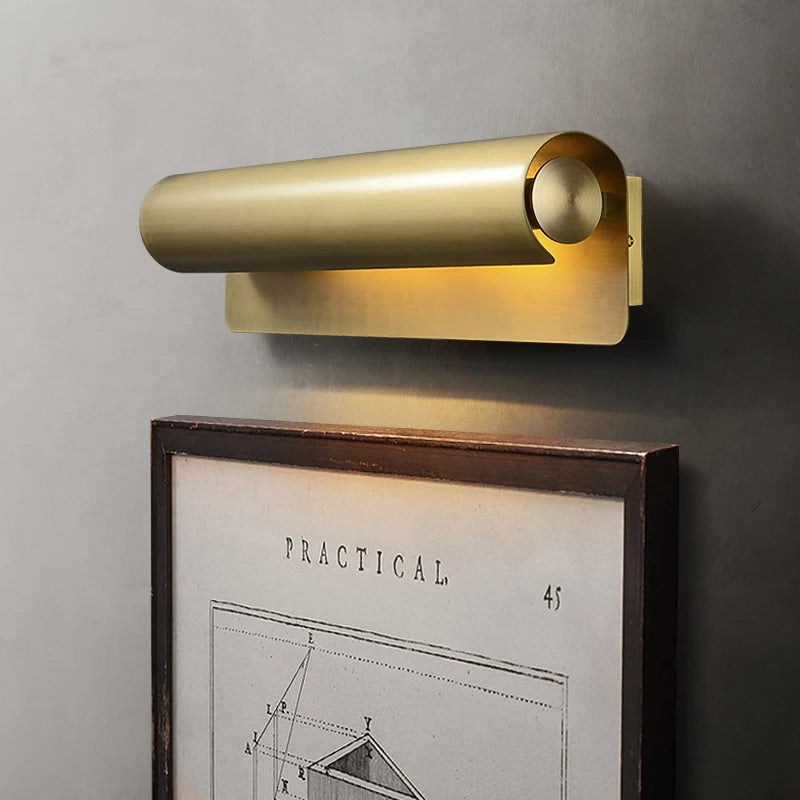 Post-Modern Designer Wall Lamp Minimalist Creative Living Room Hong Kong Style Light Luxury Copper Bedroom Decorative Wall Light