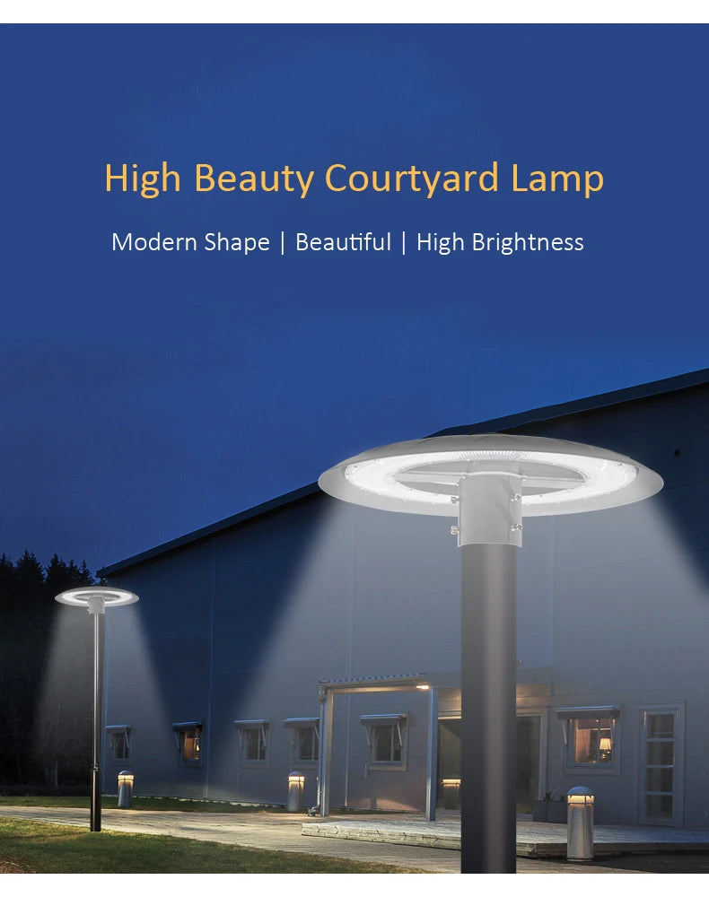 Modern Simple Creative Design Round Aluminum Led Street Lamp Cap Gray Courtyard Commercial Area Green Belt Ip65 Waterproof Light