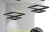 2026 LED Square Pendant Light For Dining Room Bedroom Living Room Home Loft Decor Modern Black Aluminum Hanging Lamp