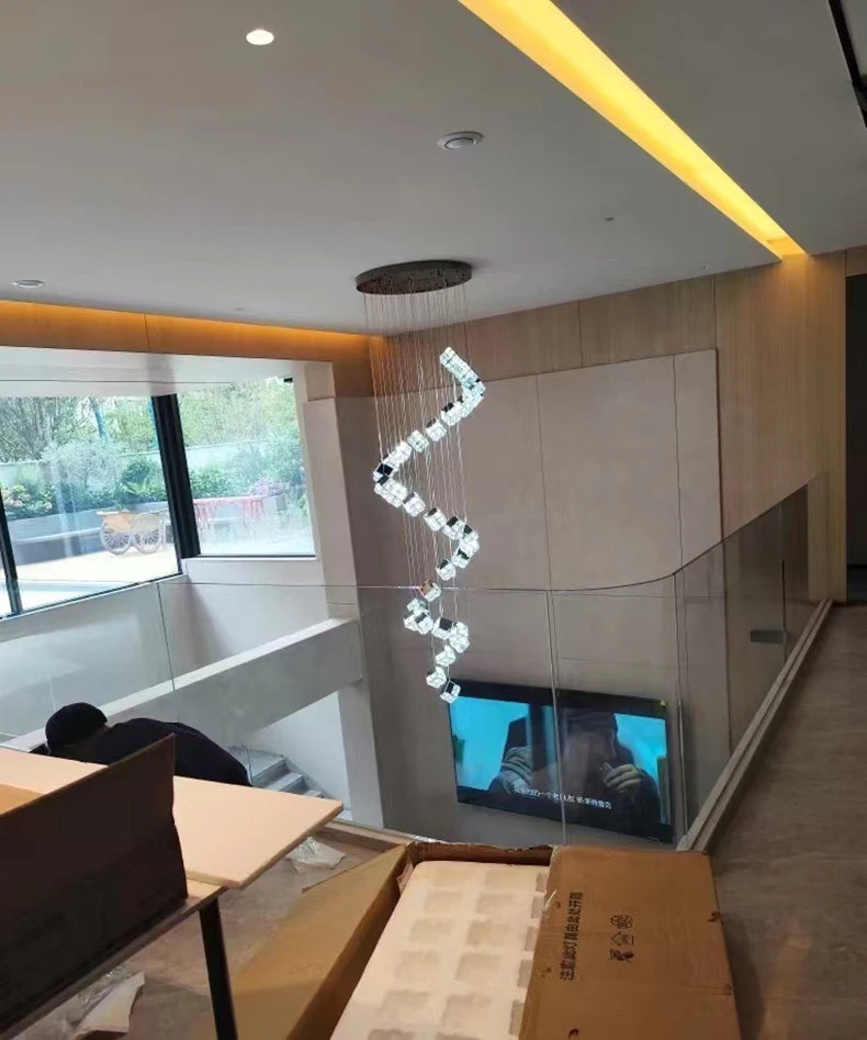 Modern home decoration crystal chandelier, stair Pendant lamp, living room Pendant lights, interior lighting