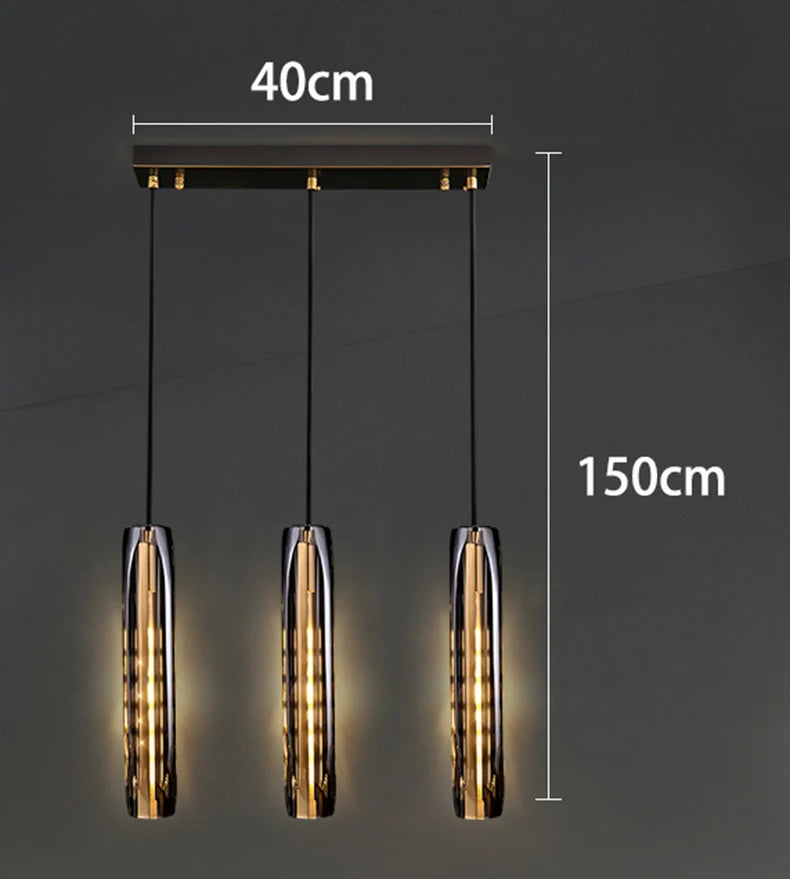 Nordic Minimal LED Pendant Lights Tubes Shaped Chandeliers Home Decor Dinning Living Rooms Villa Island Counter Lighting Fixture