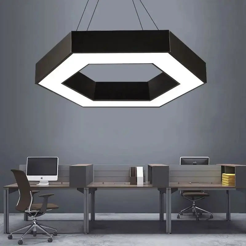 Modern minimalist geometric pendant lights, for dining room, gymnasium, LED hollow pendant lights, supermarket circular lights