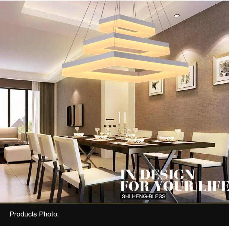 Free Shipping Modern Led Pendant Lights for Dining Room Living Room Rectangle Acrylic Led Pendant Lamp Fixture Lamparas Modernas
