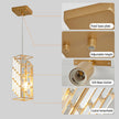Modern Crystal Pendant Light - 3 Pack, Adjustable Hanging Ceiling Lamp with Crystal Prism Design -Golden Finish