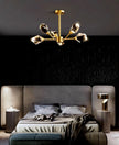 All-copper Molecular Long Crystal Chandelier Light Luxury Creative Post-modern Atmosphere Living Room LED Pendant Lights