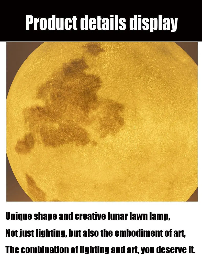 Resin Fiber Outdoor Lunar Lawn Lamp Round Waterproof Atmosphere Lamp Garden Ground Plug Landscape Lighting