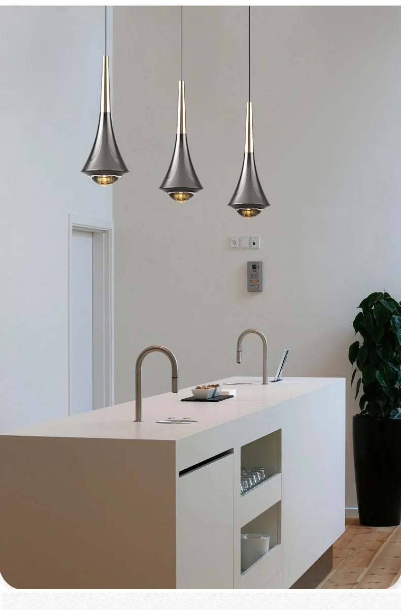 Bedroom Bedside Pendent Lamp Nordic Modern Living Room Study Decoration Simple Creative Light Luxury Bar Glass LED Chandelier