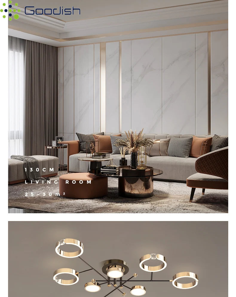 Modern Luxury Nordic Style Aluminum Circle Shaped LED Pendant Light Art Creative Lamp for Living Room Home Decoration Chandelier