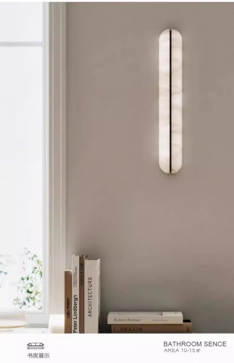 Italian Wall Lamp Natural Marble Bedside LED Light for Bedroom Villa Entryway Hallway Living Room Indoor Decorative Lighting