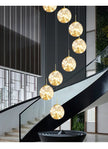 Starry Sky Staircase Chandelier Nordic Design Duplex Corridor Light Pendant Lights Apartment Hall