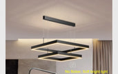 2026 LED Square Pendant Light For Dining Room Bedroom Living Room Home Loft Decor Modern Black Aluminum Hanging Lamp