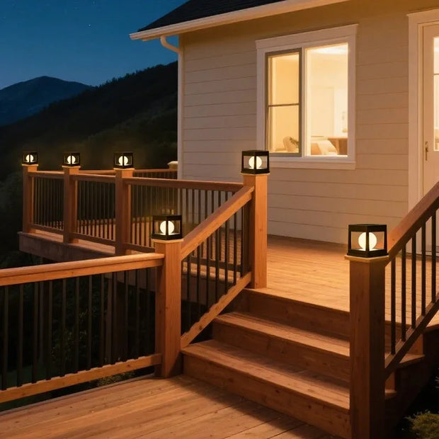 2LEDs Solar Post Light Outdoor Post Caps Lights Solar Fence Post Lamp Pillar Lamps Waterproof for Wooden Posts Patio Camping Dec