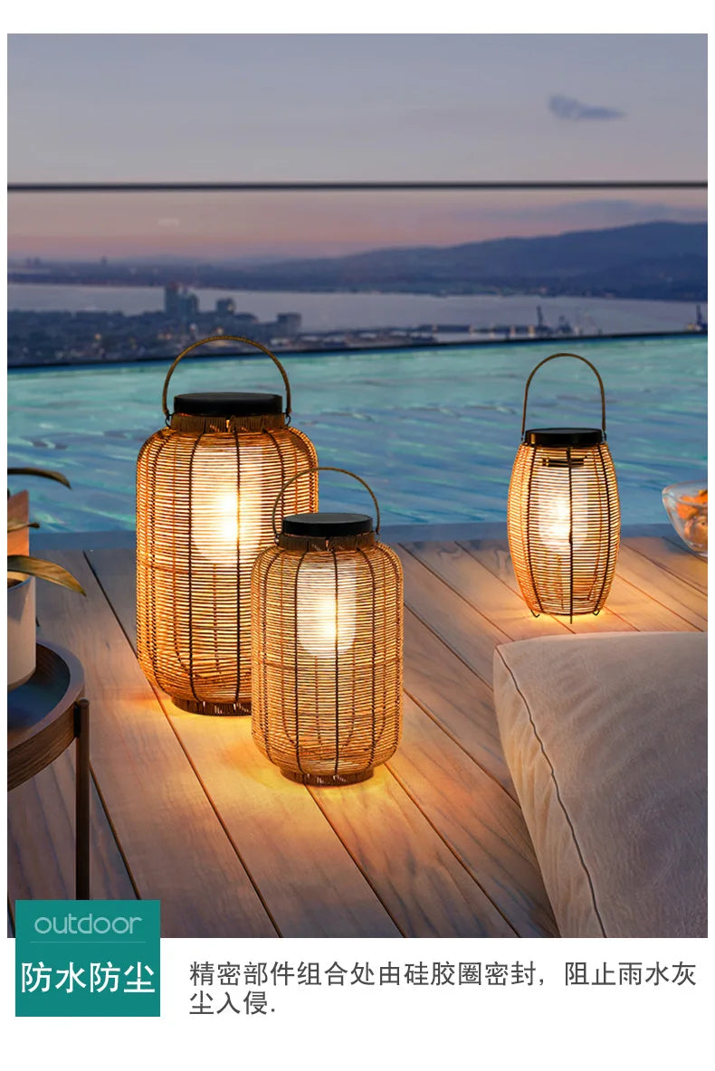 Solar GardenGarden Lawn Outdoor Portable Light Hanging Light Japanese Floor Light Balcony