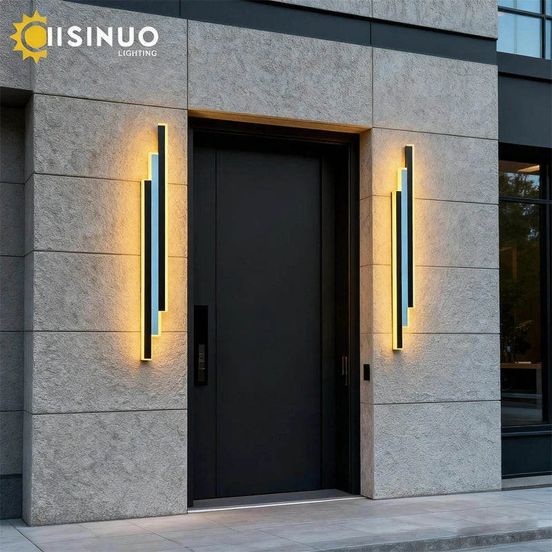 Outdoor Garden Wall Light Waterproof Long Strip Shape Lamp LED85v-265v Black&White Color Porch Lighting Fixture for Villa Garage
