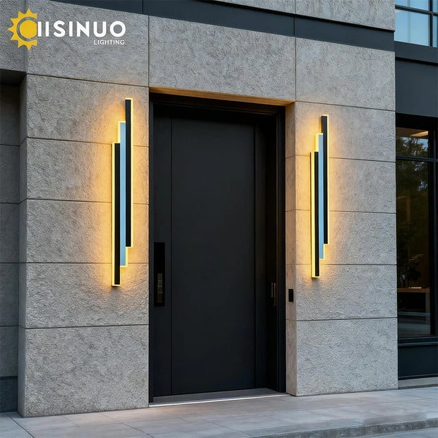 Outdoor Garden Wall Light Waterproof Long Strip Shape Lamp LED85v-265v Black&White Color Porch Lighting Fixture for Villa Garage