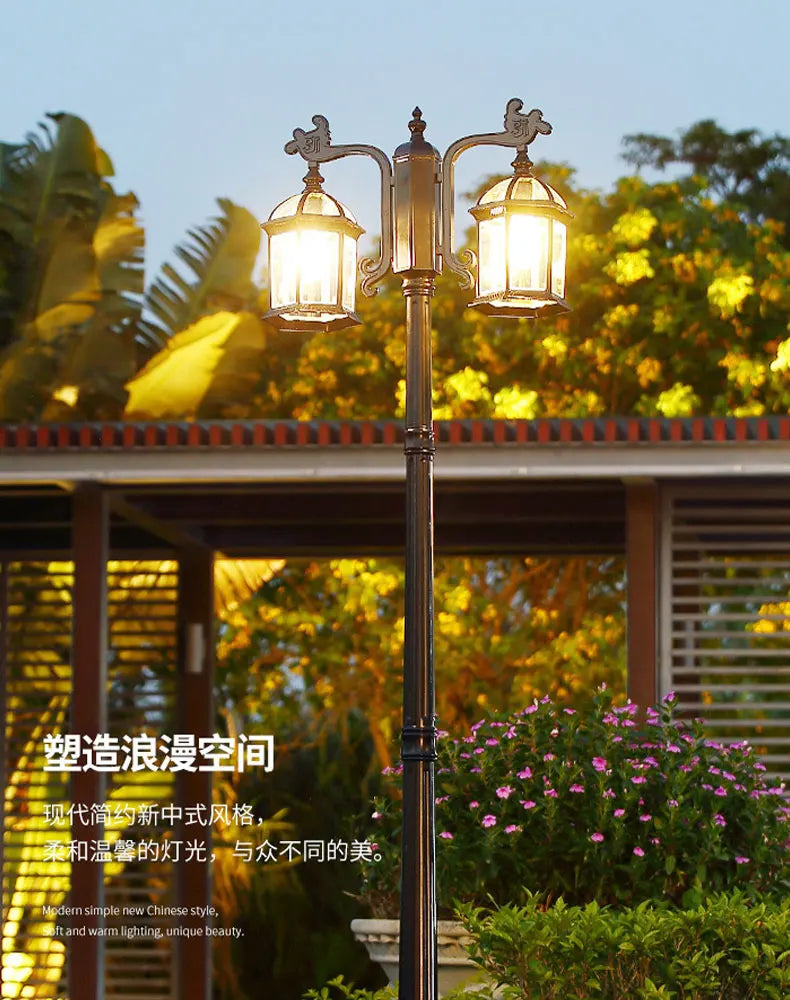 Led Villa Garden Outdoor Waterproof Household Retro Double Head Community Outdoor Courtyard Street Lamp ≈230CM