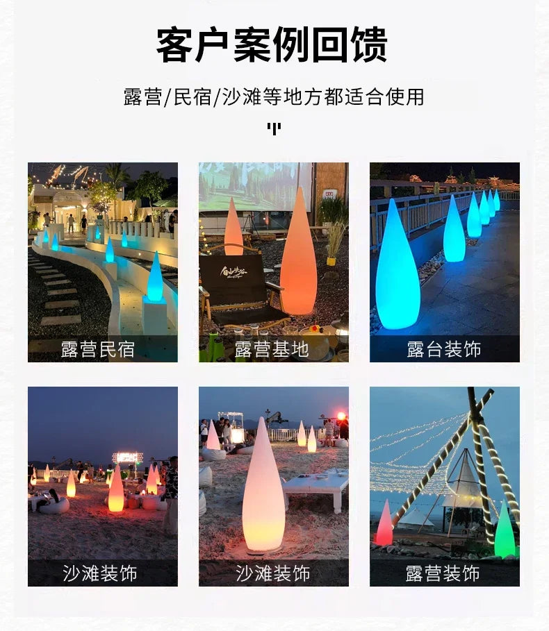 Water Drop Solar Outdoor Camping Lantern for Sunset Ambience Decoration Windproof Portable Camp Light for Tent Yard Garden