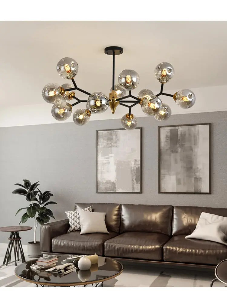 LED Glass Ball Chandelier Pendant Light for Indoor Decorative Lighting - Living Room Bedroom Dining Room