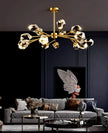 All-copper Molecular Long Crystal Chandelier Light Luxury Creative Post-modern Atmosphere Living Room LED Pendant Lights