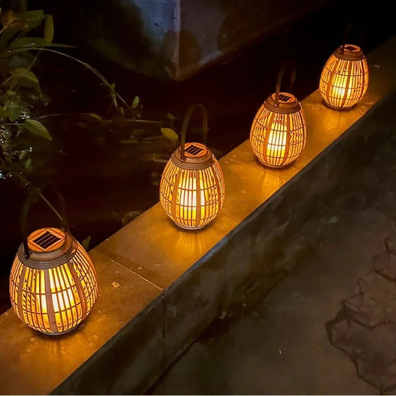 Creative New LED Solar Plastic Lantern Outdoor Waterproof Courtyard Villa Garden Decoration Atmosphere Lighting Fixtures