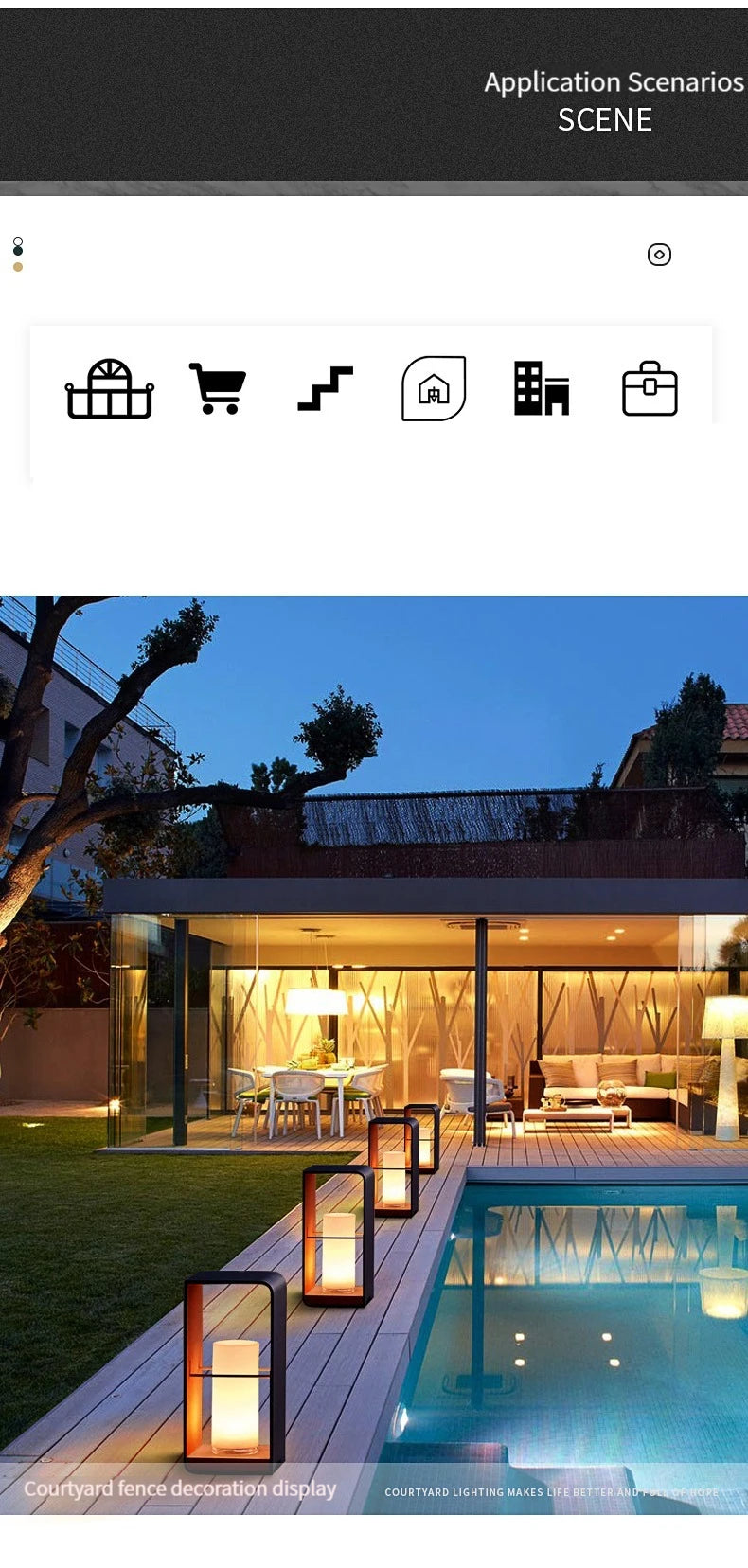 Garden Light Solar LED Light Fence Light Outdoor Waterpoof Landscape Lighting Lawn Lamp Villa Courtyard Decor Floor Lamps