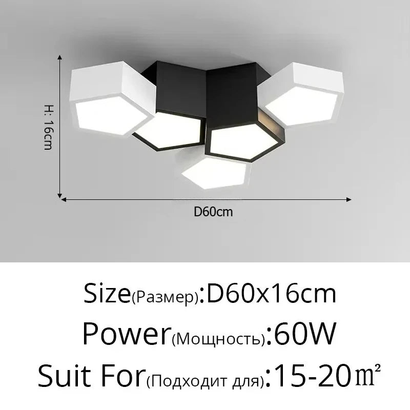 Nordic Designer Combination Honeycomb LED Indoor Ceiling Lamp,Remote Dimming Lustres Living Room Pendant Light Bedroom Decor