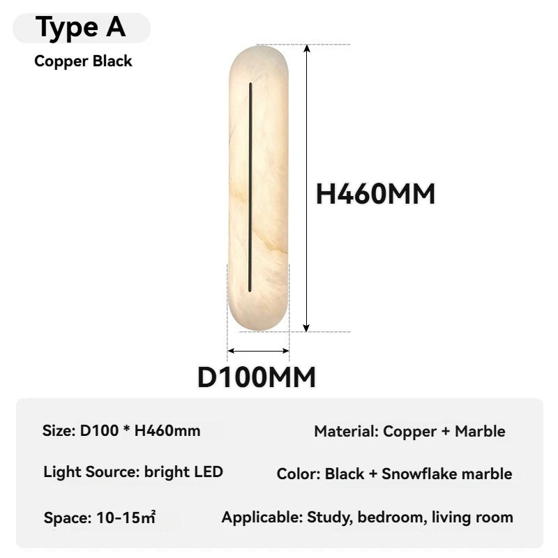 Italian Wall Lamp Natural Marble Bedside LED Light for Bedroom Villa Entryway Hallway Living Room Indoor Decorative Lighting