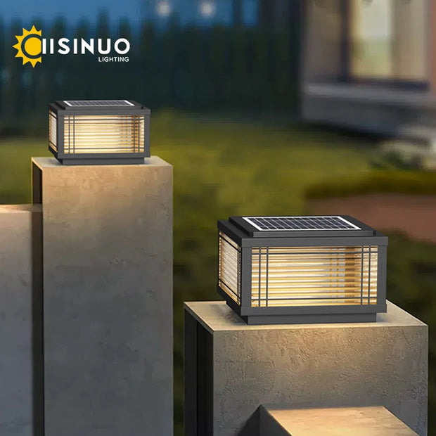 Solar-Powered Post Light Waterproof Outdoor Garden Landscape Lamp Energy-Efficient Square Dusk-to-Dawn Sensor for Fence Gate Dec