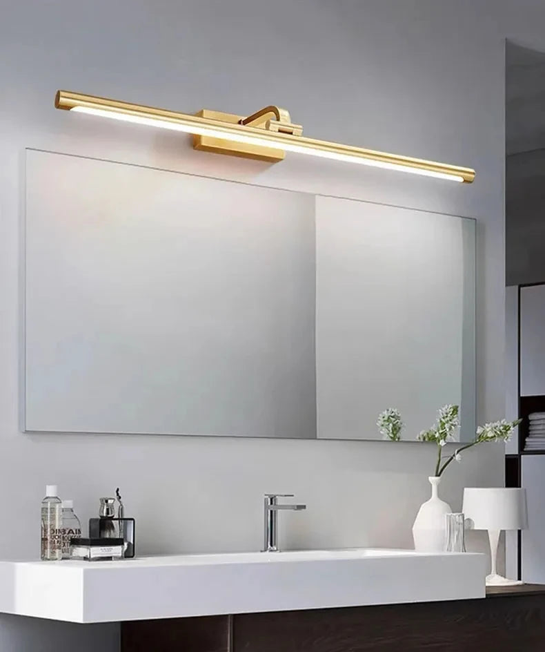 Modern Gold Copper Wall Light Rotatable Mirror Bathroom Bedroom Sconce Brass Simple Lamp GN421TN