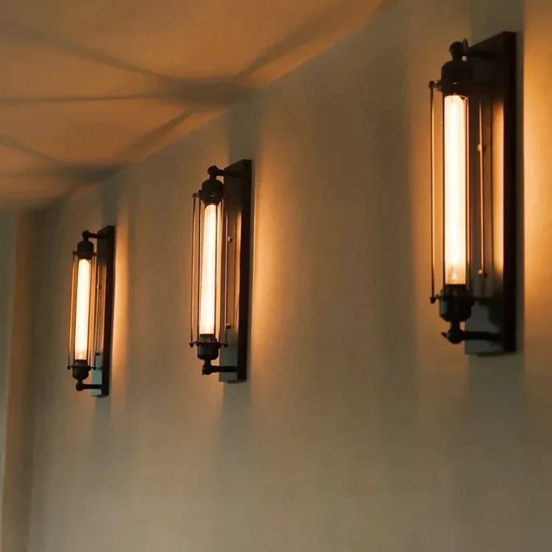 American Flute Wall Lamp Unique LOFT Restaurant Bar Grill Hallway Iron Wall Light Rustic Industrial Decor Edison Bulb Fixture
