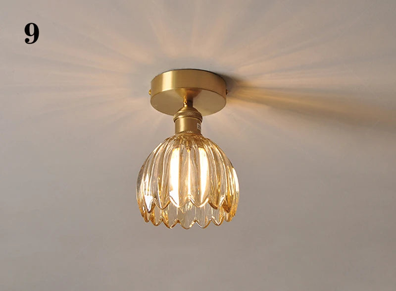 Modern Pendant Ceiling Lamp with Glass Shade for Kitchen Aisle Balcony Bedroom Home Art Deco Led Ceiling Lights Fixtures E27