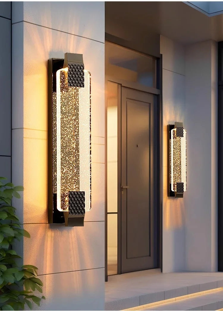 Modern Light Outdoor LED Wall Light Transparent Crystal with Bubble Style for Villa Porch Patio and Garden Lighting Lamps