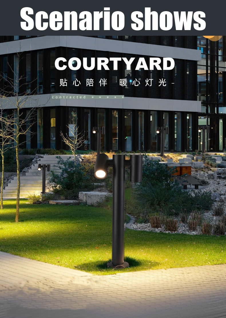 Outdoor Double Head Can Be Rotated 180° Lawn Light Creative Garden Garden Light Villa Garden LED Garden Light