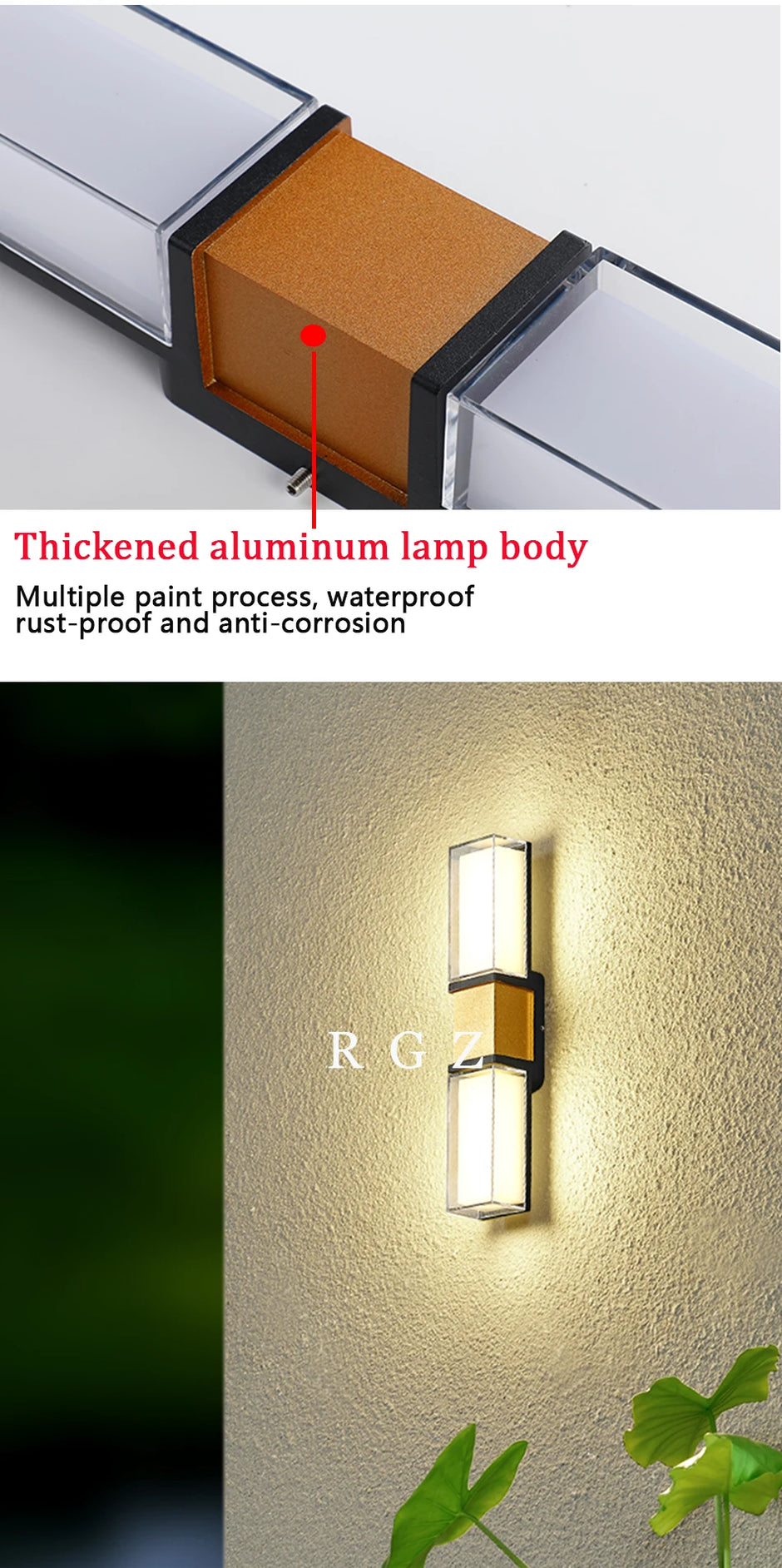 IP65 Waterproof 12W Outdoor Lighting Led Wall Lamp Modern Aluminum Surface Mounted Led Garden Stairs Porch Light AC110V 220V
