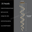 Nordic Crystal Chandelier for Living Room Villa Ceiling Chandeliers Duplex Loft Hanging Lamps Stairscase Suspended Pendant Lamps