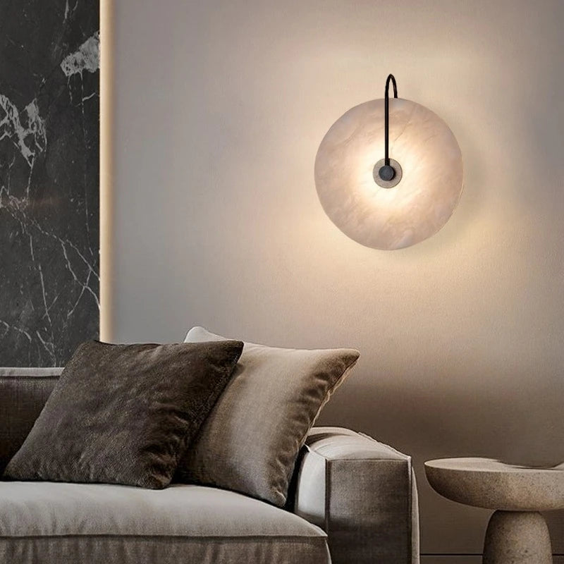 Modern LED Marble Wall Sconce Light Fixture Alabaster Lamp Living Room Bedroom Bedside Home Art Decoration Stone Decor Indoor