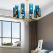 Nordic LED Glass Chandelier Blue/Amber Modern Hanging Lamp Suspension Living Dining Bedroom Pendant Lighting Fixtures