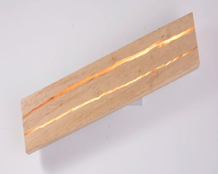 Modern Mirror Led Light Bedside Lamp Wabi Sabi Nordic Cracked Wood Wall Lamp for Living Room Hallway Office Decoration Lamp