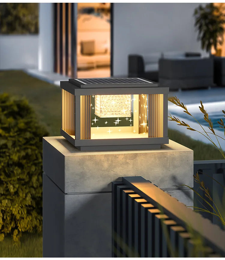 Solar Column Head Lamps Waterproof Courtyard Lamps Gate Pillar Lamps Wall Column Lamps Outdoor Villa Column Head Lamps