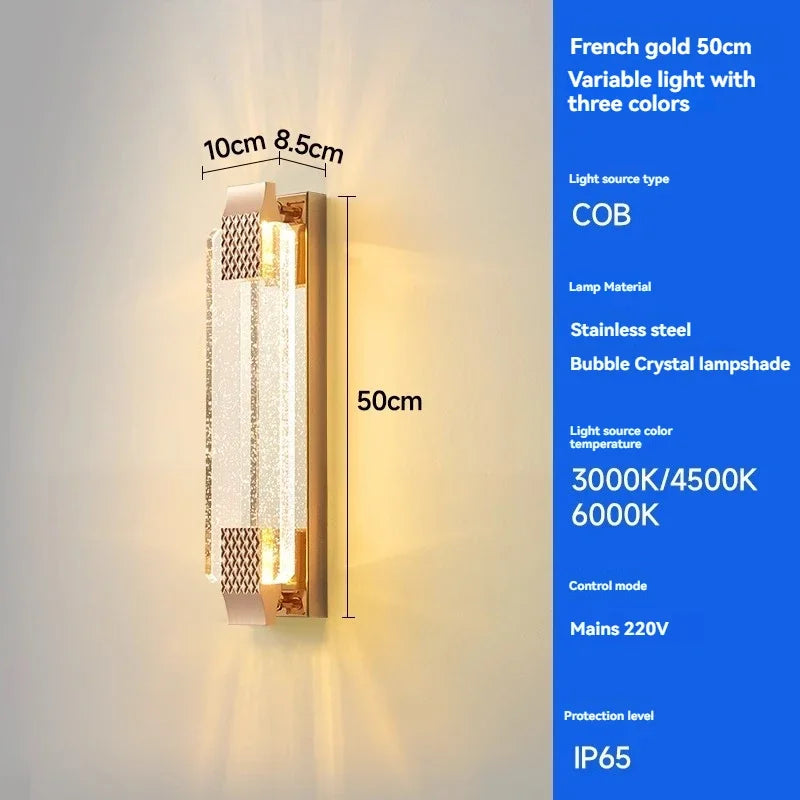 Modern Light Outdoor LED Wall Light Transparent Crystal with Bubble Style for Villa Porch Patio and Garden Lighting Lamps