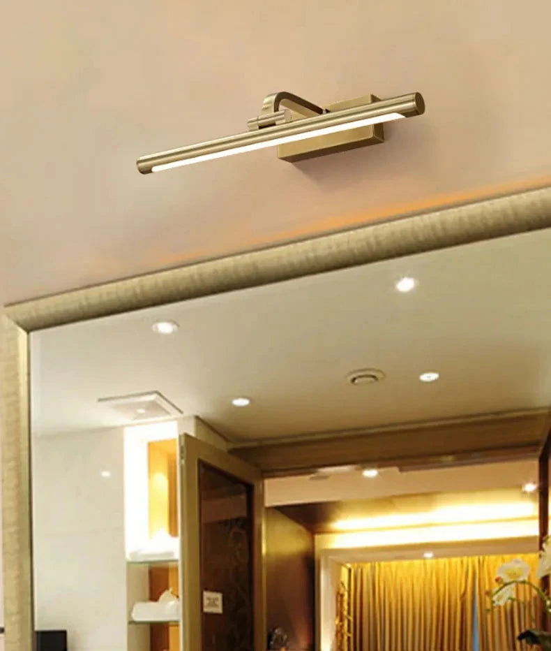 Modern Gold Copper Wall Light Rotatable Mirror Bathroom Bedroom Sconce Brass Simple Lamp GN421TN