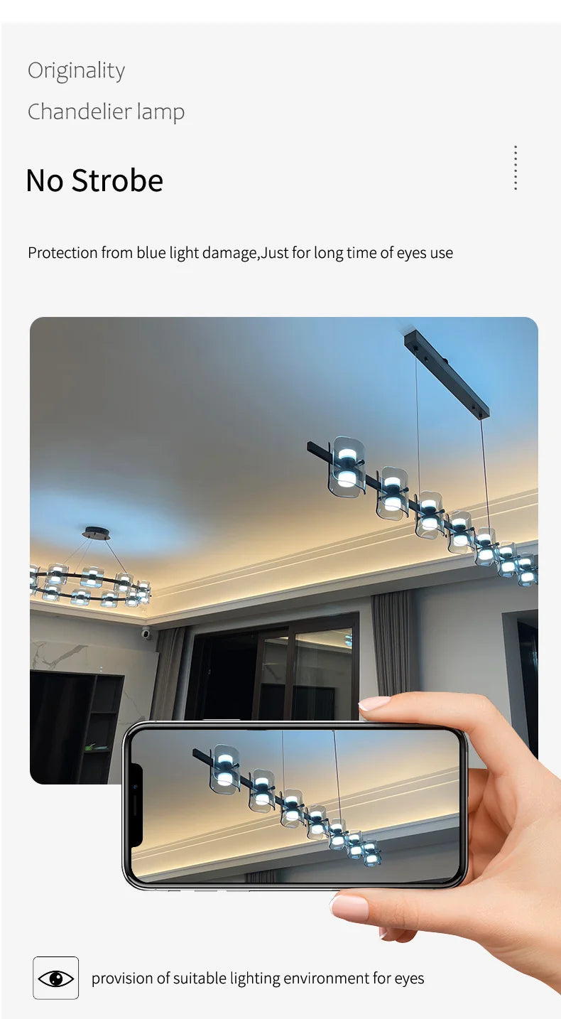 Modern Hanging Led Pendant Lights For Dining Room Kitchen Island long Bar Chandeliers decoration home decor Black light fixtures
