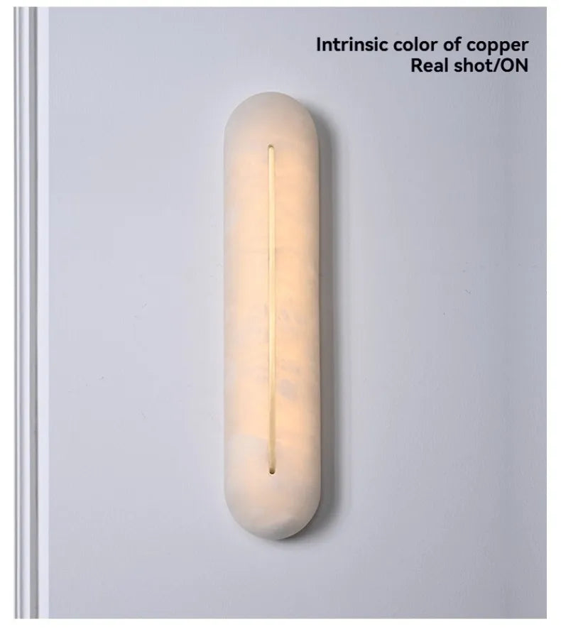 Italian Wall Lamp Natural Marble Bedside LED Light for Bedroom Villa Entryway Hallway Living Room Indoor Decorative Lighting